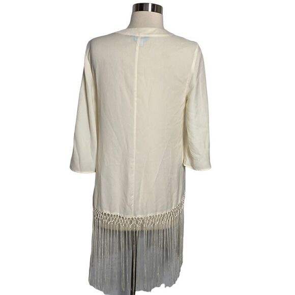 L’Amour by Nanette Lepore Open Front Floral Detail Fringe Cardigan - Picture 3 of 7